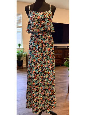 Crece - Floral Sleeveless Max Dress, Size Small